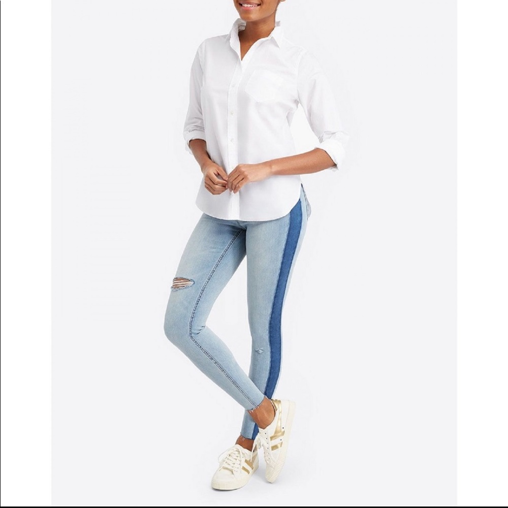 SPANX Distressed Skinny Jeans with Side Stripe Size Large